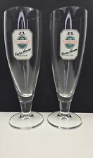 Vintage Henninger Kaiser Pilsner German Footed Beer Bier Set Of (2) Glasses 8.5