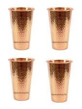 Handmade Copper Water Glass Beautiful Hammered Drinking Tumbler 400ML Set Of 4 picture