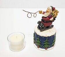 VTG DAVID FRYKMAN Collectible Christmas Santa On Sleigh Round Candle Holder ~ 6