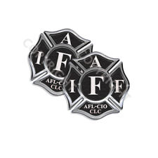 IAFF Sticker Decals 2pack Firefighter Int'l Maltese Cross Black White 4