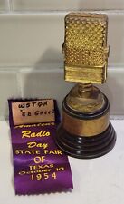 Vintage 1954 ☆ Texas State Fair HAM Radio Day Metal Microphone Trophy Dodge Inc. picture