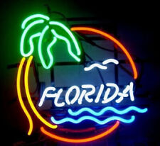 Florida Palm Tree Neon Sign Real Glass Beer Bar Pub Wall Window Decor 19x15 picture