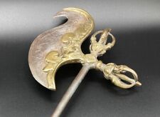 Tibetan Parashu Ritual Axe, antique with 3 Vajras and an elaborate curved blade. picture