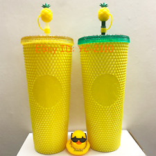 Starbucks Summer Hawaii Yellow Pineapple 24oz Studded Tumbler Cold Beverage Cup. picture