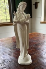 Vintage Napco Potteries Co. White Glazed Madonna and Child Figurine (R4301) picture