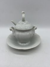 Vintage White Renaldy’s Japan Sugar Bowl W/Lid & Spoon -Attached Underplate picture