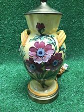Vintage Italian Beautiful Porcelain Hand Painted Yellow Flowers Lamp Pink Iris picture