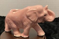 Vintage Ceramic Pink Trunk Up Elephant Planter For Small Plants picture