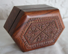 VTG Wooden Carved Keepsake Treasure Box w/ Original Insert made in India picture