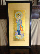 Vintage Asian Laos / Lao Painting Buddhist Goddess of Wisdom & Music picture