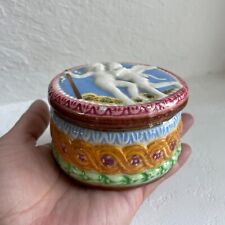 Vintage Mini Porcelain Jewelry Trinket Box 3.5” x 2