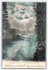 Yosemite California Postcard Moonlight Scene Exterior Lake c1910 Vintage Antique picture