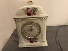 Vintage Formalities By Baum Brothers Porcelain Mantle Clock Victorian Rose picture