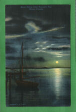 Postcard Moon Rising Over Biscayne Bay Miami Florida Fl picture