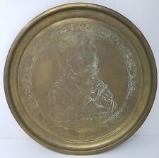 Madonna and Child Mary Etched Engraved Brass Tray Italian Handmade Vintage picture