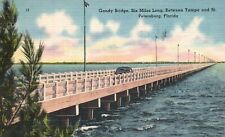 b/w Tampa & St. Petersburg, FL, Gandy Bridge, 1949 Linen Vintage Postcard e2005 picture