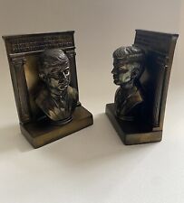 Vintage JFK John F. Kennedy Brass Bookends Pair “ASK NOT WHAT YOUR COUNTRY… picture