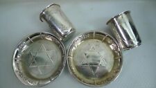 Germany Hallmarked Judaica Silver Wine Cups and Saucers Beautiful Rare Old Vinta picture