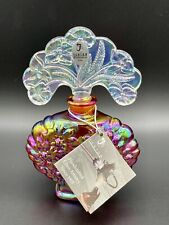 Fenton Art Glass Amberina Red Carnival Floral Embossed Perfume Bottle With Tag picture