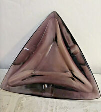 Vintage 1960's 70's Amethyst Glass Ashtray Triangle Violet Purple picture