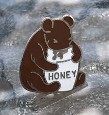 Honey Bear Eating Honey Collectors Metal Lapel Pin picture