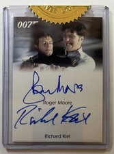James Bond 50th Anniversary 2 Roger Moore Richard Kiel Dual Autograph Card Auto picture