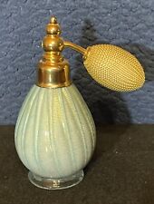 1920s Authentic Czech Glass Atomizer Blue W/ Gold Flake Amazing Condition picture