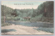 Scene On Oil Creek Railroad Bridge Titusville Pennsylvania Vtg Linen Postcard picture