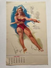 Vintage June 1952 Calendar Page w/ Pinup Girl Rowing A Boat by Withers picture