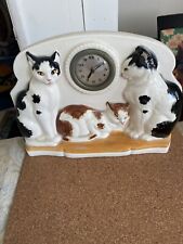 ANTIQUE 1920s MANTLE CLOCK From FRANCE with ~~3 SITTING CATS~~RARE~~ picture