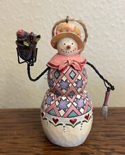 Jim Shore Figurine Gardener Snowman Flower Pot Hanging Christmas Ornament 3.5