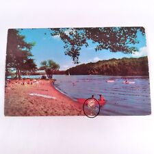 Minnesota -Brainerd Nisswa Area- Sunbathers Beach Lake Boats Postcard c1954 picture