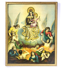 Lady Of Mount Carmel Religious Chromolithograph Print 1880 Madonna Jesus Carmen picture