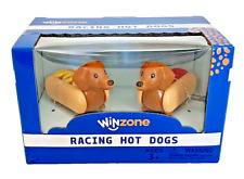 Dachshund Hot Dog Wind Up Wiener Racing Car Toy SET of 2 Ketchup & Mustard NEW picture