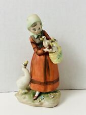 Rare Lefton Japan Porcelain Girl With Ducks Figurine Hand Painted HTF Vintage picture