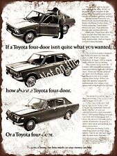 1972 Toyota Corolla 2 door Corona Mark II Garage Shop Metal Sign 9x12