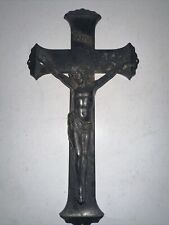 Vintage Elgin Cast Metal Wall Hanging Crucifix 8” 