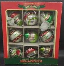 Shiny Brite- Christopher Radko 9 Ornaments 1940's Design With Indents C1 picture