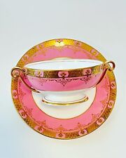 Antique Minton Pink Gold Encrusted Chocolate Soup Bouillon cup Saucer In 1910’s picture