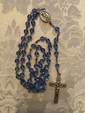 Vintage Rosary Beads - England - Blue Glass - Ave Maria picture