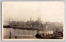 US Navy Yard Brooklyn New York NY RPPC Photo Postcard Battleships by Tolderlund picture