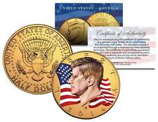 2014 JFK John F Kennedy Half Dollar US Coin D Mint 24K Gold Plated - WAVING FLAG picture
