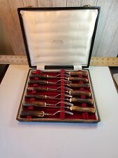 Vtg Lewis,Rose & Co Ltd Lot of 12 Real Stag Horn Stainless Steel Knives & Forks  picture