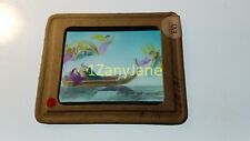 EVI HISTORIC Magic Lantern GLASS Slide MAN AND WOMAN HIT ROCKS WITH BOAT ANGELS picture