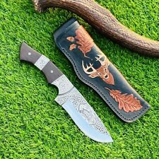 Unique Hand Engraved Knife Premium D2 Steel Hunting knife Handmade Camping Knife picture