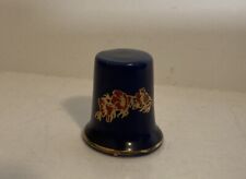 Vintage Cobalt Blue California Poppy Flowers Porcelain Thimble Made In Japan picture