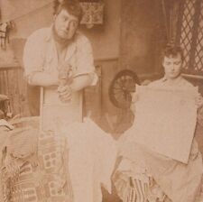 Anti Women's Suffrage Man Doing Laundry Woman Reading Me Old Chum Stereoview picture