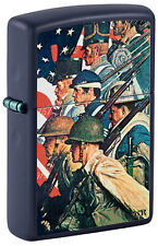 Zippo Norman Rockwell To Make Men Free Navy Matte Windproof Lighter, 48698 picture