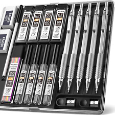 Nicpro 5 PCS Art Mechanical Pencil Set, Metal Drafting Pencils 0.3, 0.5, 0.7, 0. picture