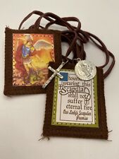 St Michael Guardian Angel Scapular with a St. Benedict medal and Crucifix dangle picture